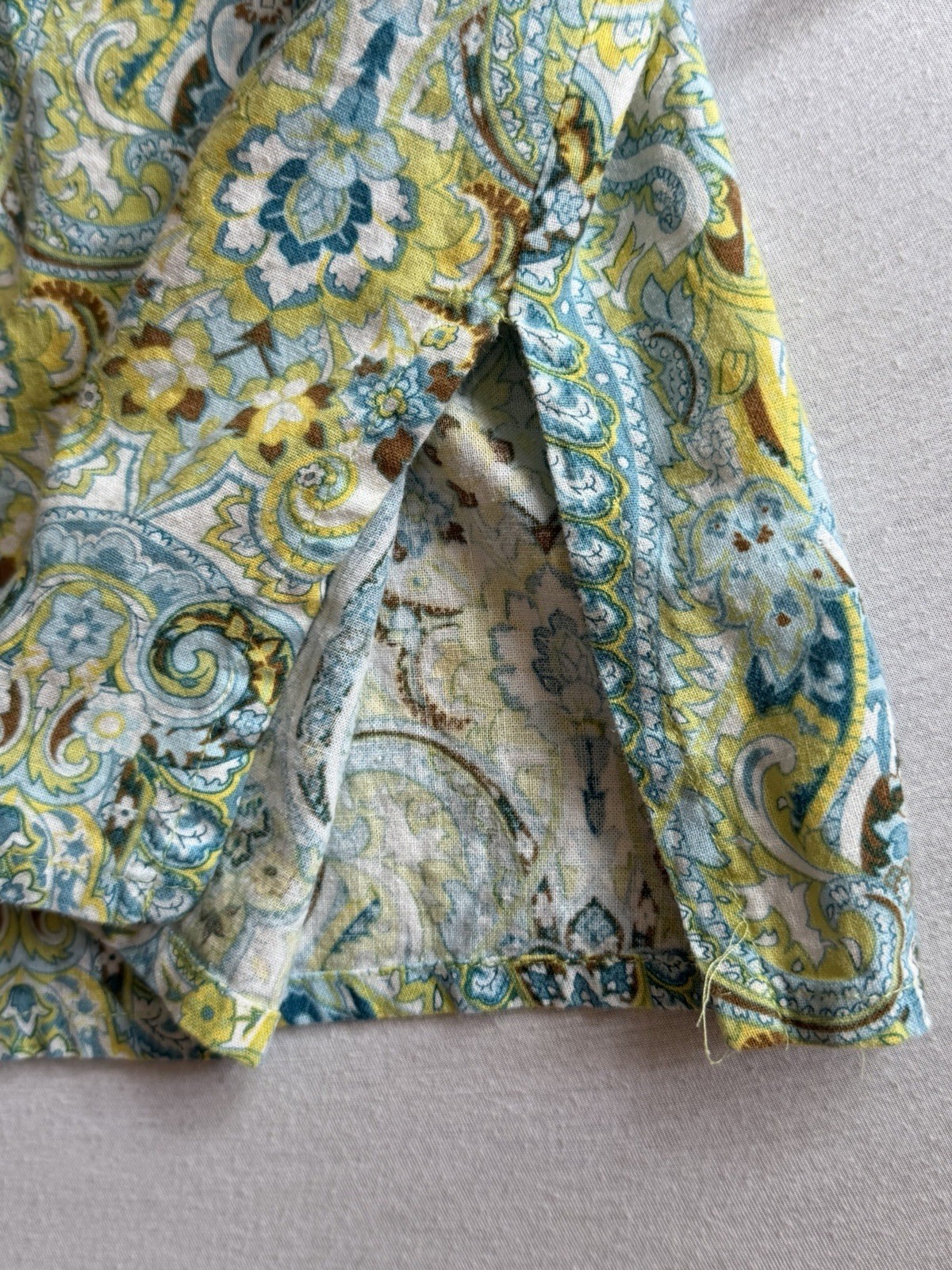 Saint Tropez West Women’s Plus 2X Paisley Sleeveless Tank Blue Green Linen