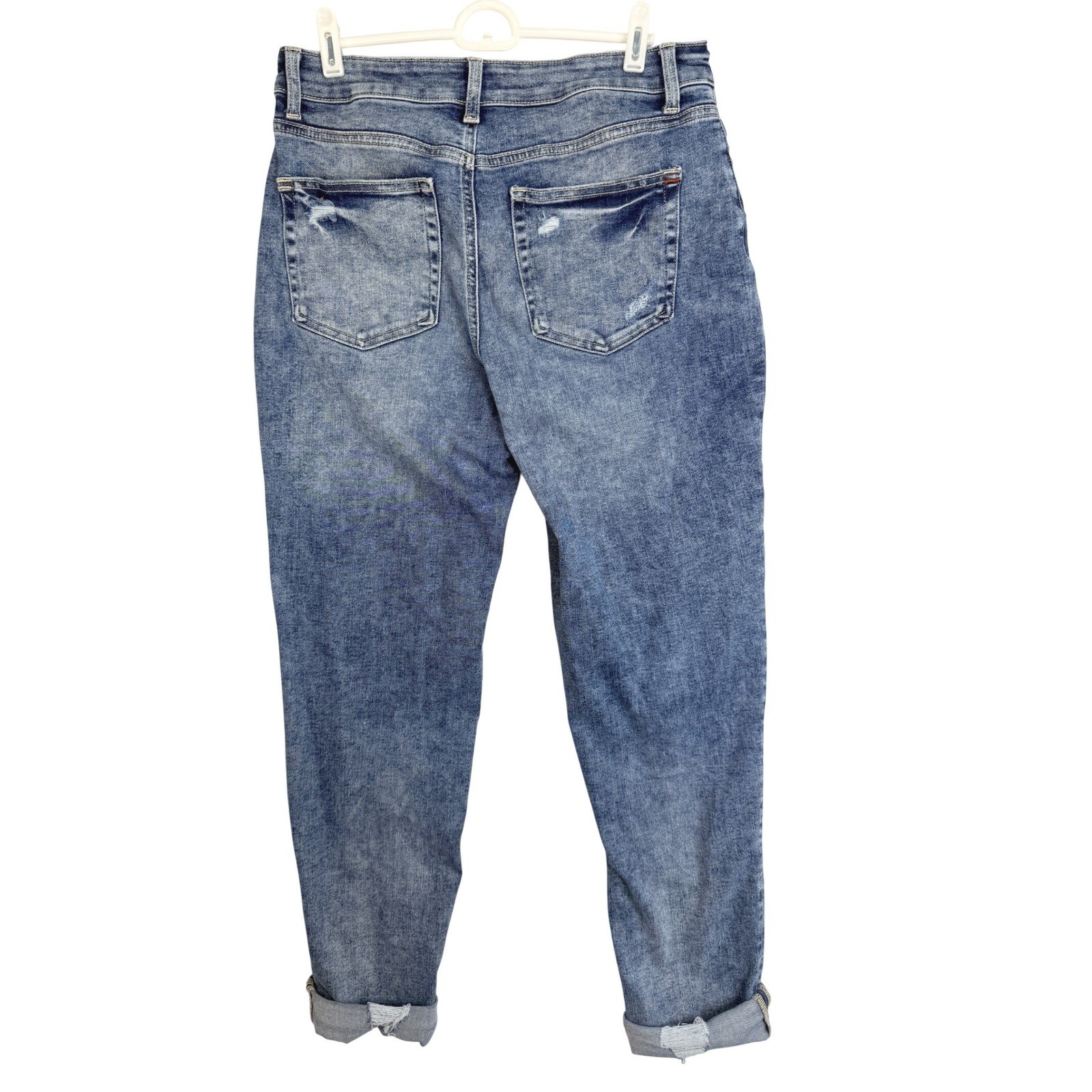 Maurices High Rise Boyfriend Distressed Jeans Blue Button Fly Size 8 Reg