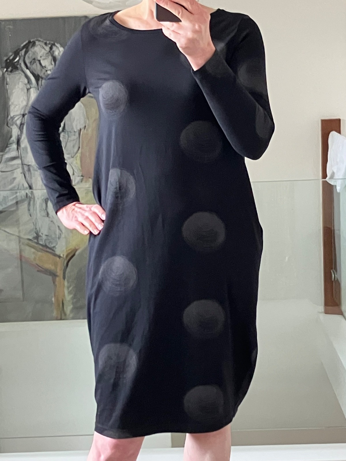 Mama b. Crasi Fitted Black jersey Dress Lagenllok Casual Pockets Size S
