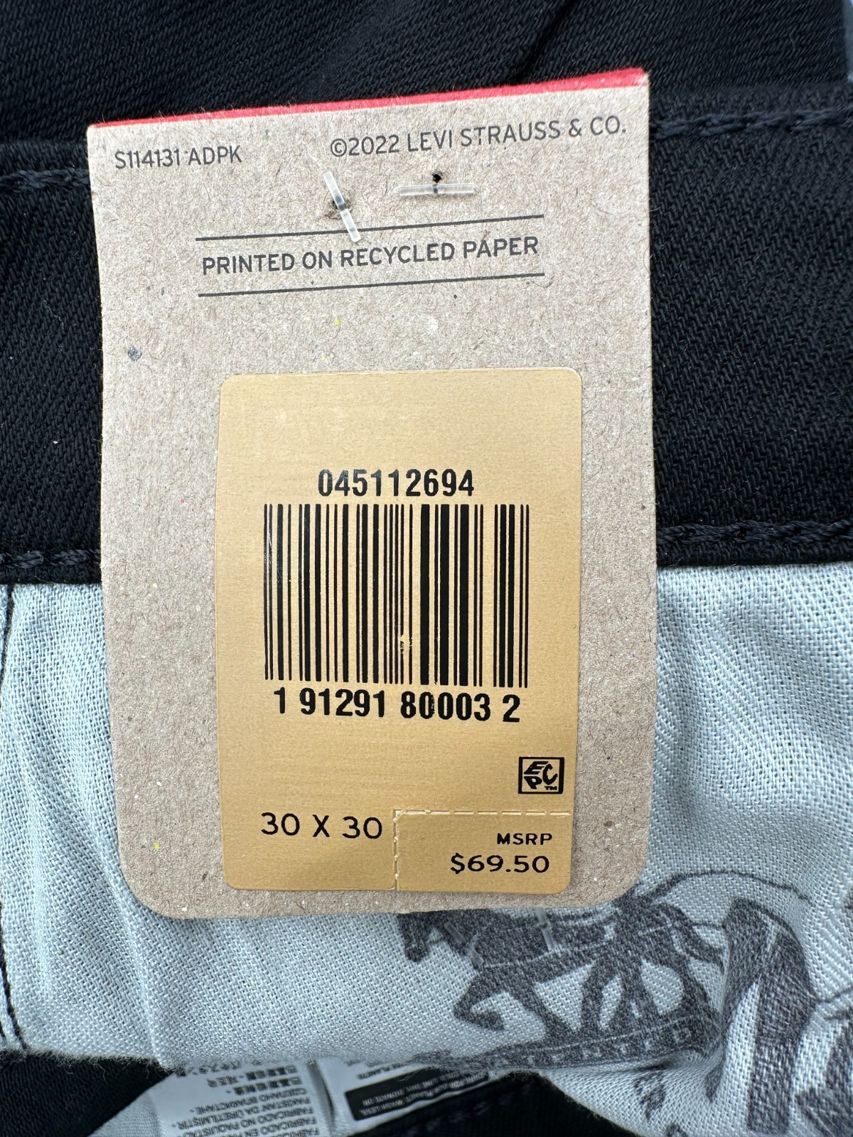 $69 Levi’s Men’s 511 Slim Fit Jeans-Black – Size 30W x 30L – New With Tags