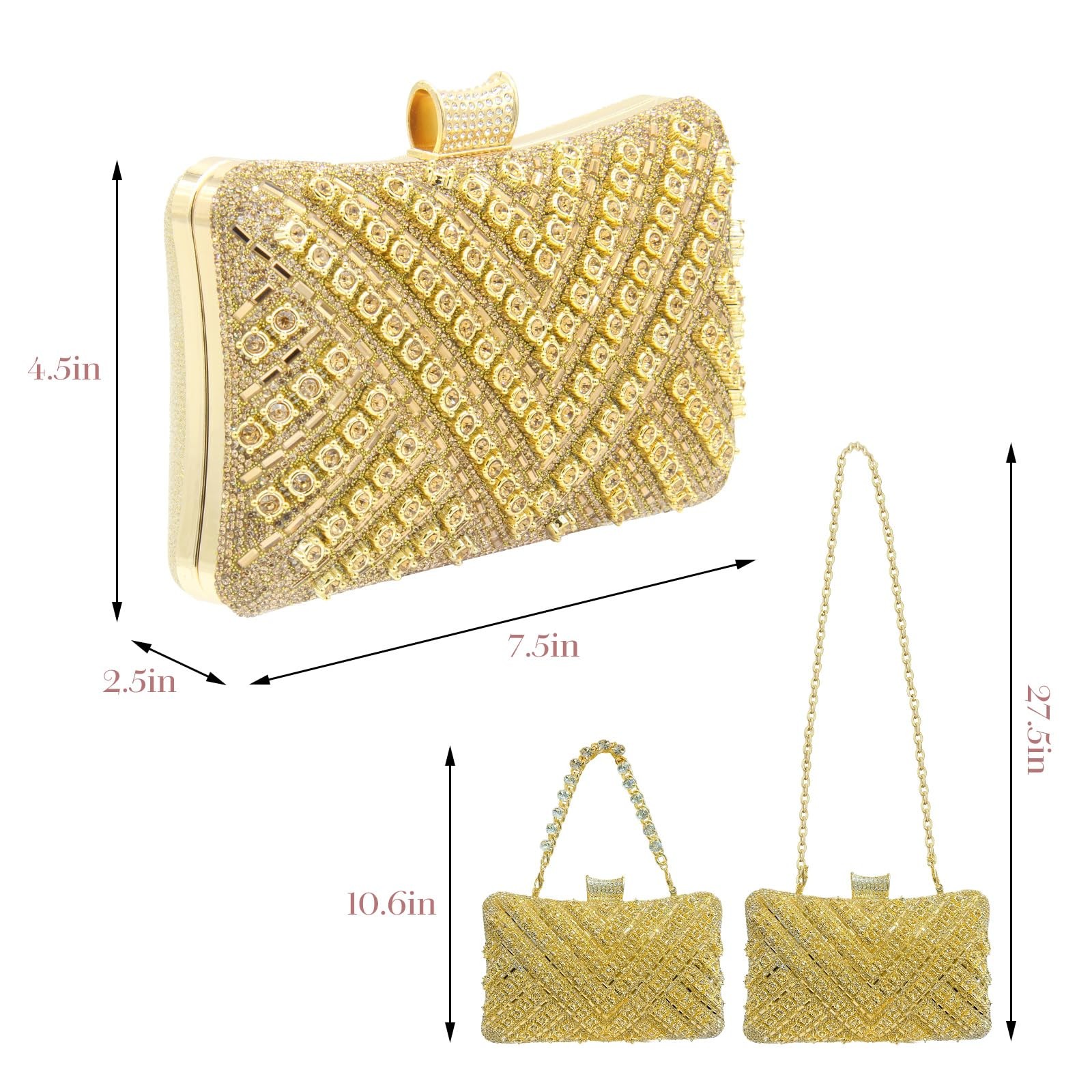 Elegant Rhinestone Clutch Purse for Women, Sparkly Evening Bag for Parties