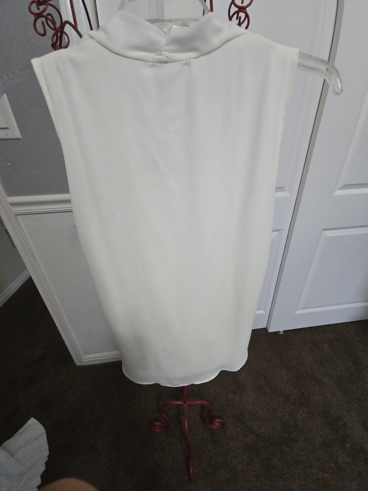 Bar III Top Womens S Beige Sleeveless Surplice Drape Blouse Lightweight Layer
