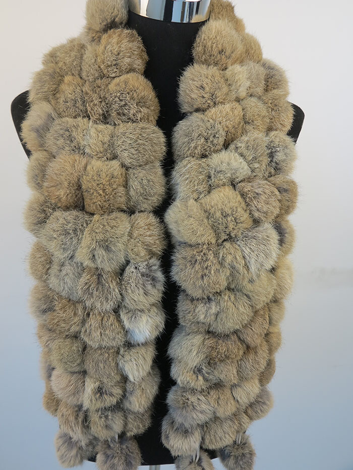 100% real rabbit fur pom poms scarf/ cape/ wrap 7 wonderful color available