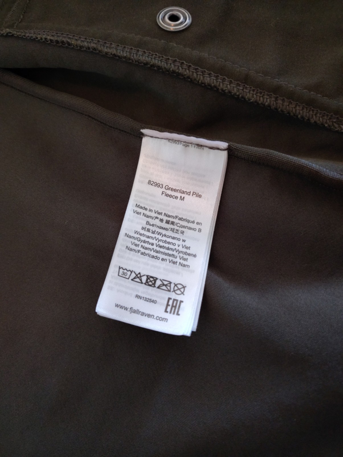 Fjallraven Greenland Pile Fleece Jacket Full Zip Green Mens Size Small