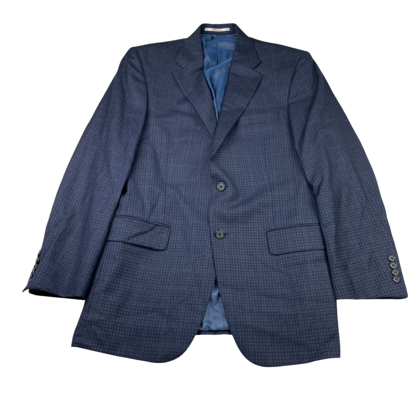 Hickey Freeman Men’s Flannel Wool 2-Button Blazer Blue Check Plaid • USA • 38R