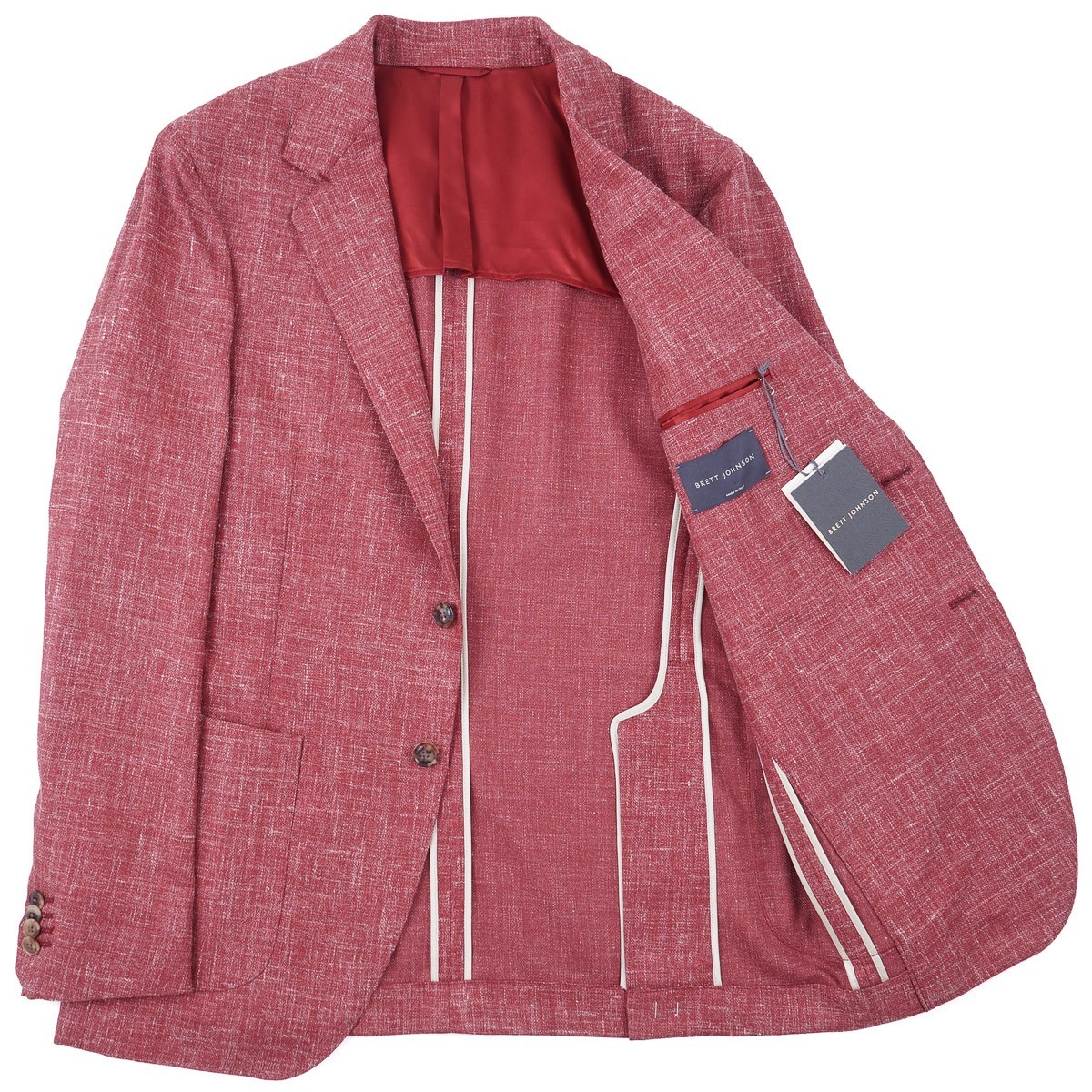 Brett Johnson Berry Red-Pink Woven Wool-Silk-Linen Sport Coat 42R (Eu 52) NWT