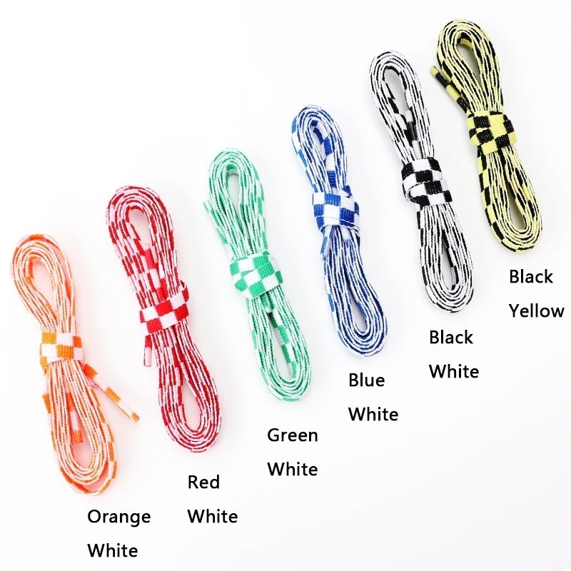 Two-color Checkered Flat Shoelaces Plaid Shoe Lace for Casual Shoes