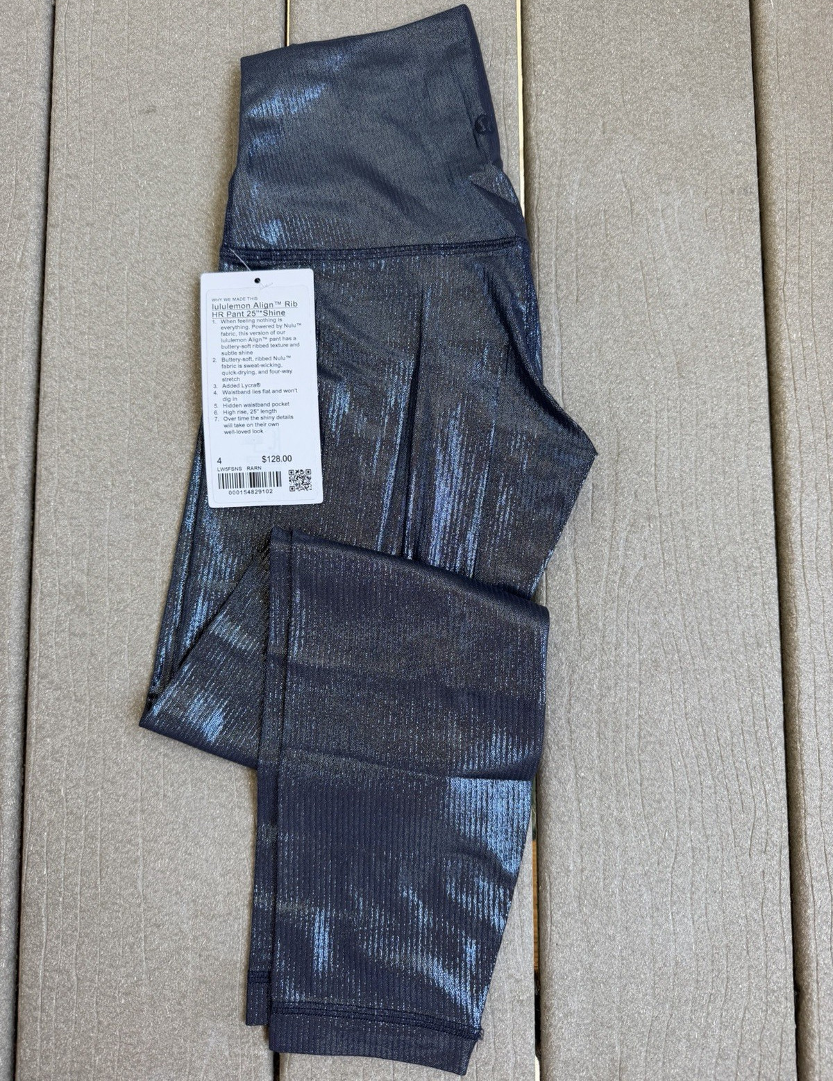 lululemon Align Ribbed High-Rise Shine 25″ Leggings Black Women’s Size 4
