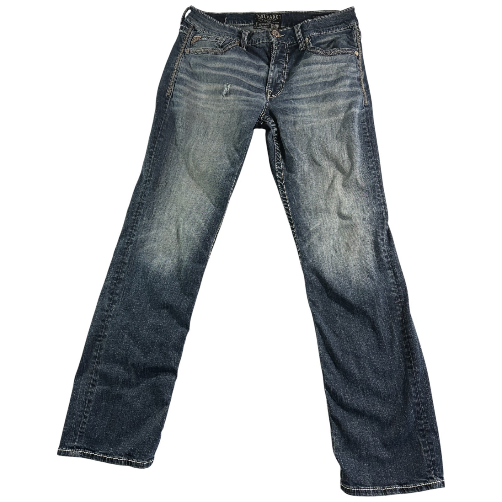 Buckle Salvage Mayhem Bootcut Jeans Mens 34×34 (34×32.5) Blue Denim Regular Fit