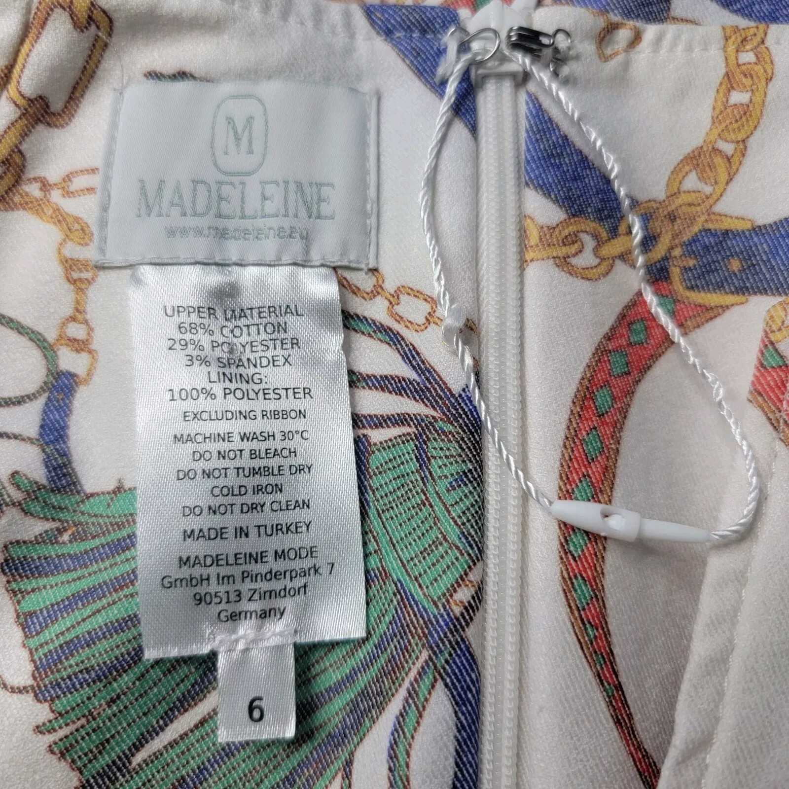Madeleine Sleeveless Shift Dress With Chain Print In Natural White Size 6