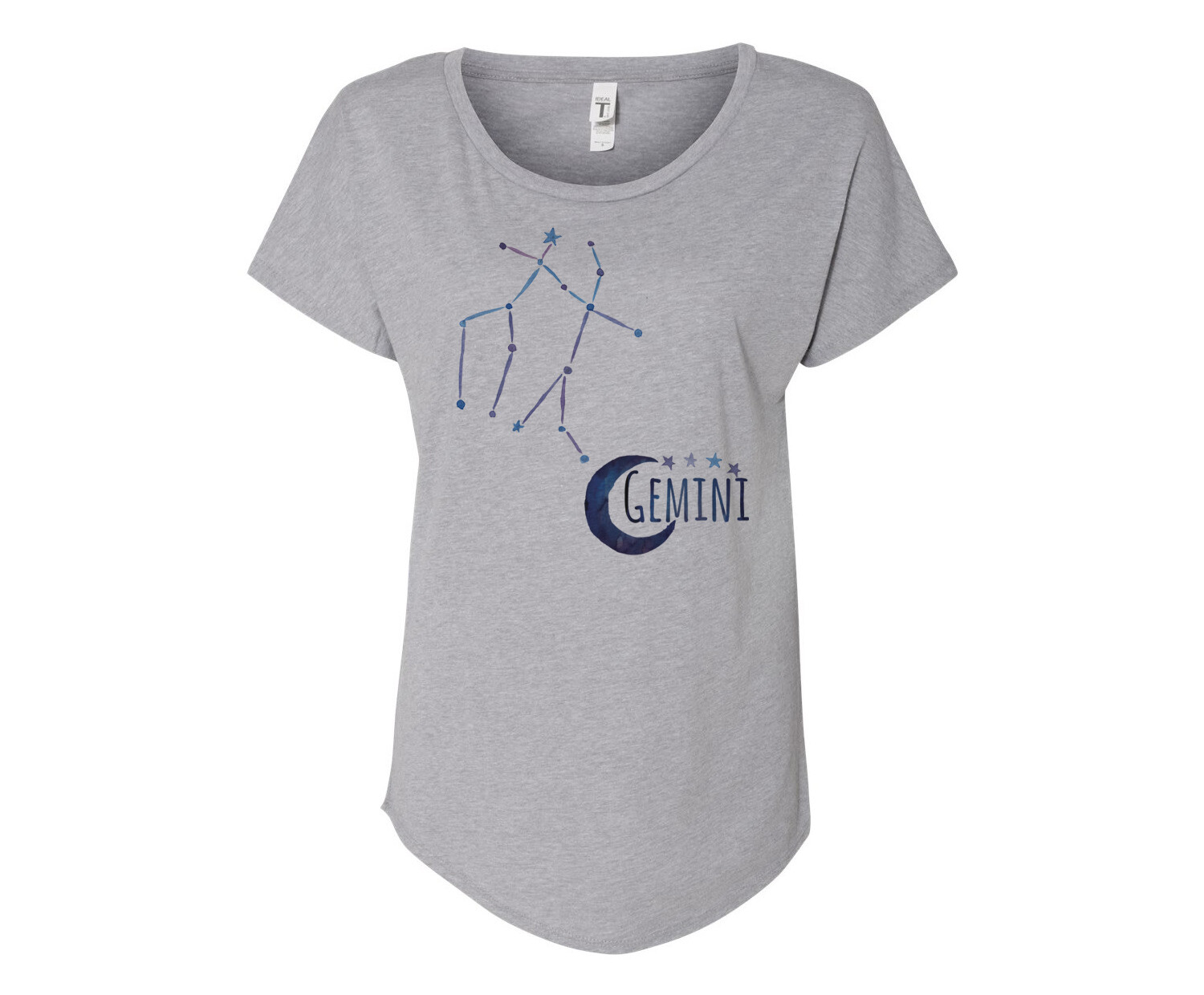 Gemini T-Shirt Gray Ladies Cotton Blend Zodiac Constellation Small to 3X Sizes