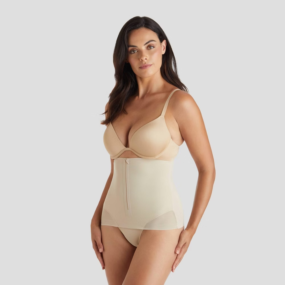 SlimShaper by Miracle Brands Women’s Sheer Shaping Waist Cincher – Nude, L