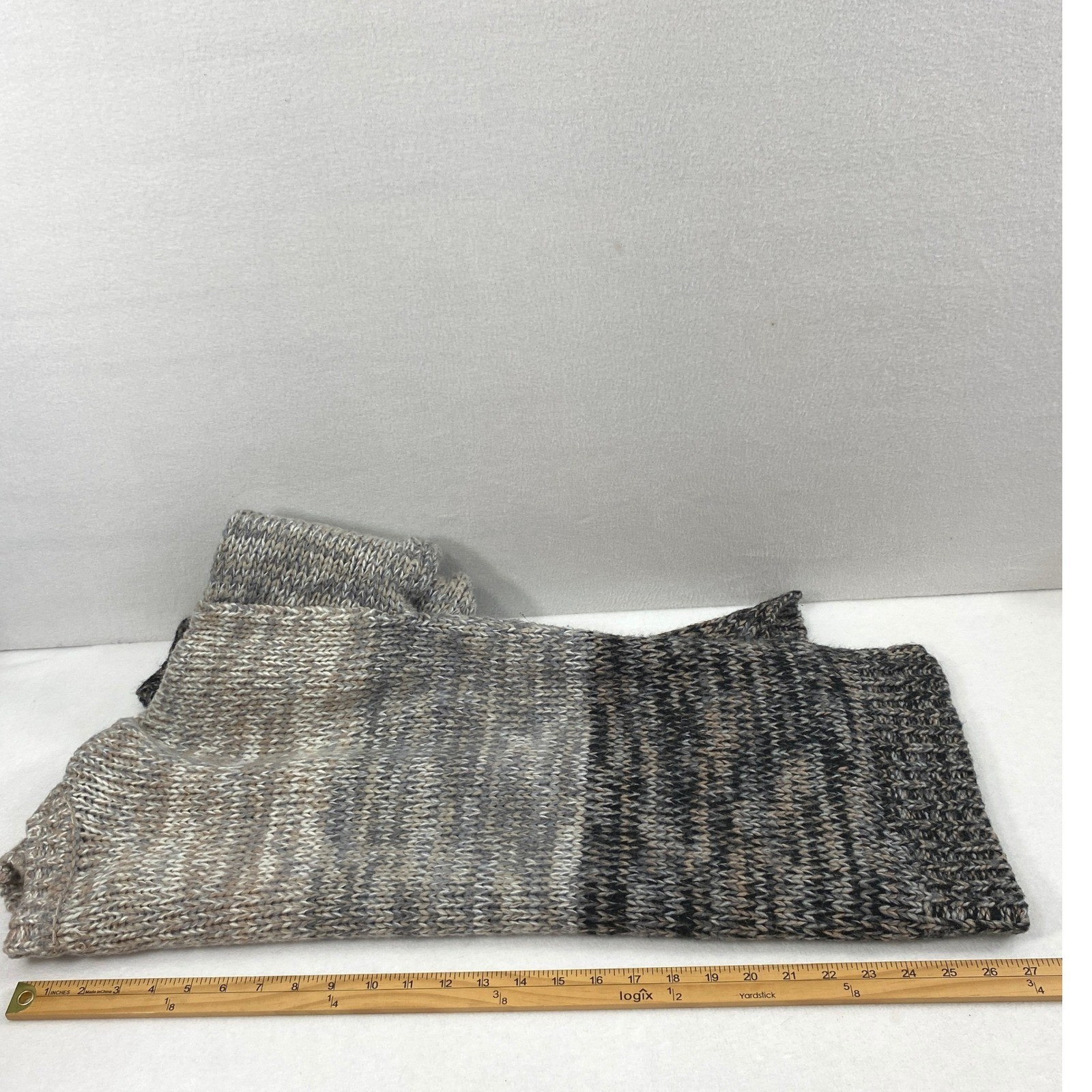 Cupio Ombre Knit Sweater Womens XL Chunky Pullover Brown Gray Black Varigated