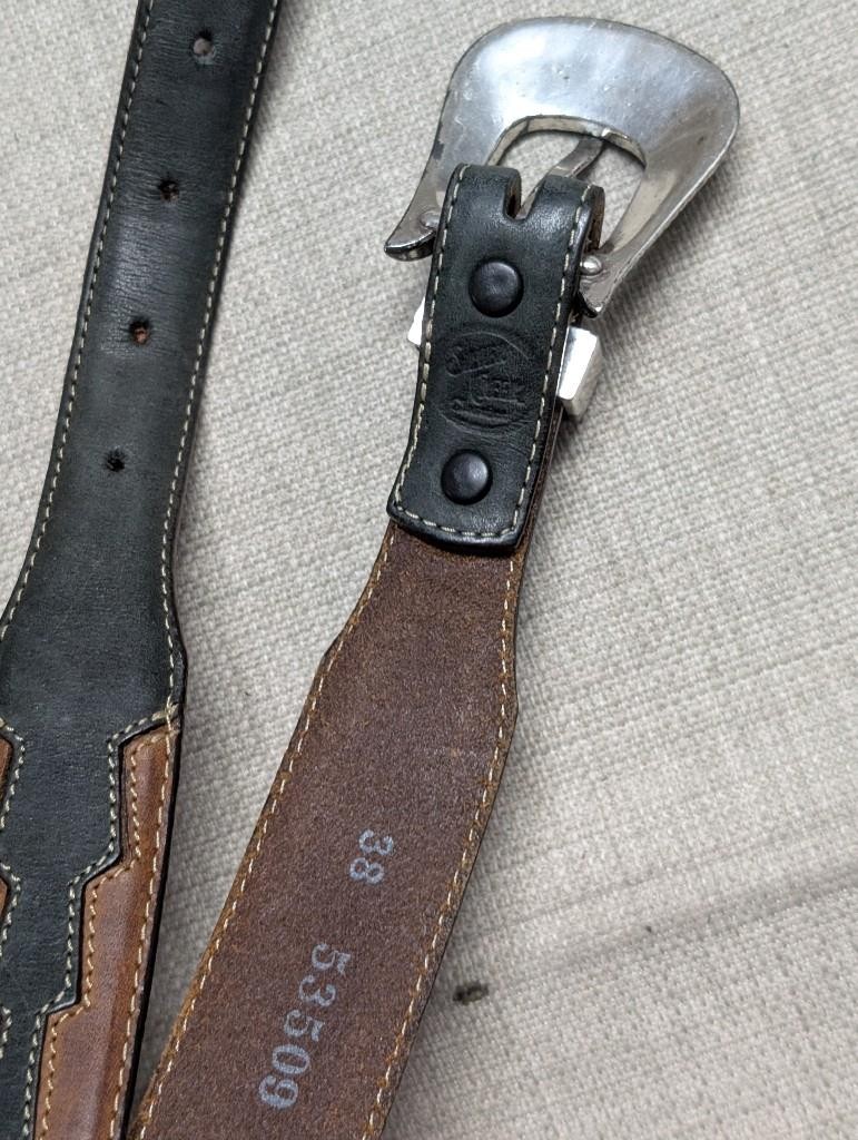 vintage NATIVE AMERICAN buckle belt 38 leather INDIAN HEAD buffalo nickel CONCHO
