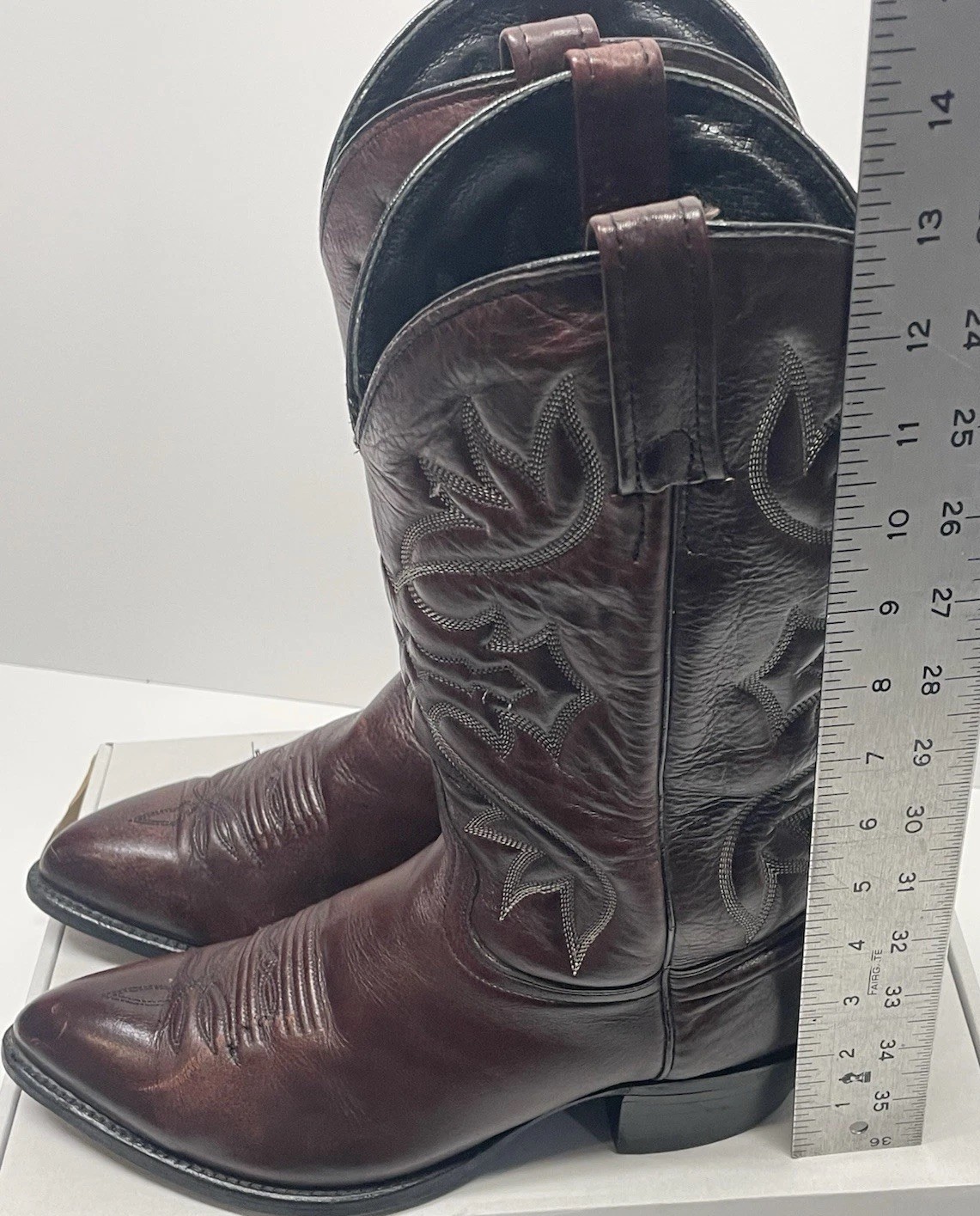 J Chisholm Western Cowboy Boots Cherry Brown Handcrafted USA Men’s Size 10 D