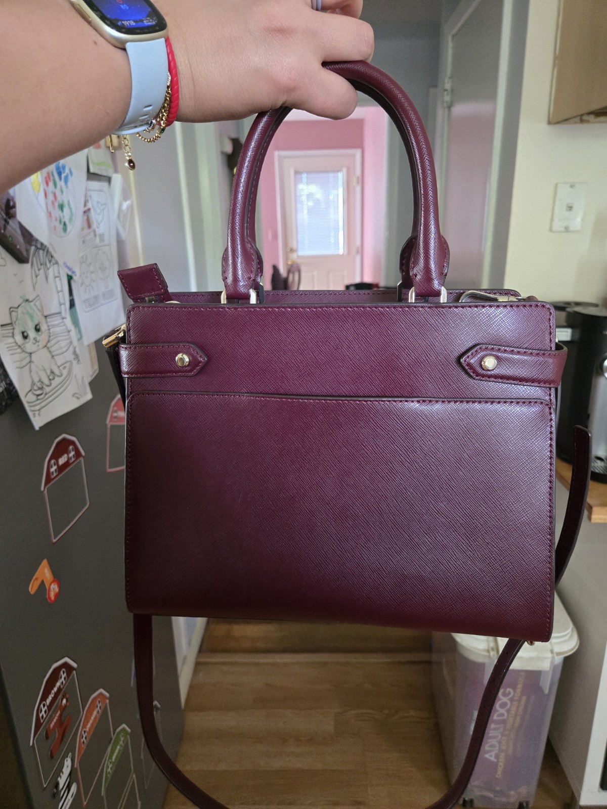 kate spade Staci Cameron Satchel Shoulder Tote Bag,Medium Burgundy and wallet