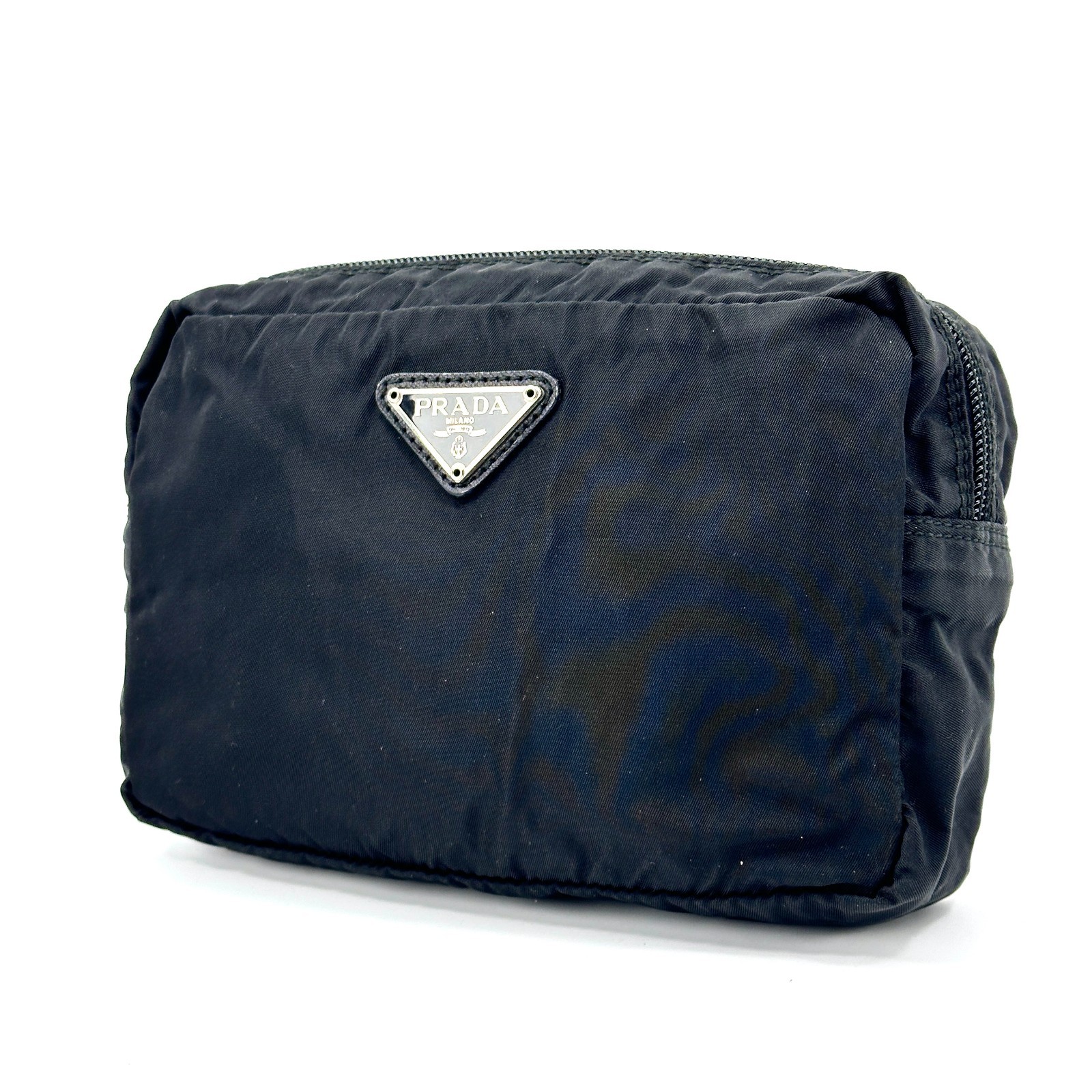 PRADA Cosmetic Pouch Nylon Black Authentic