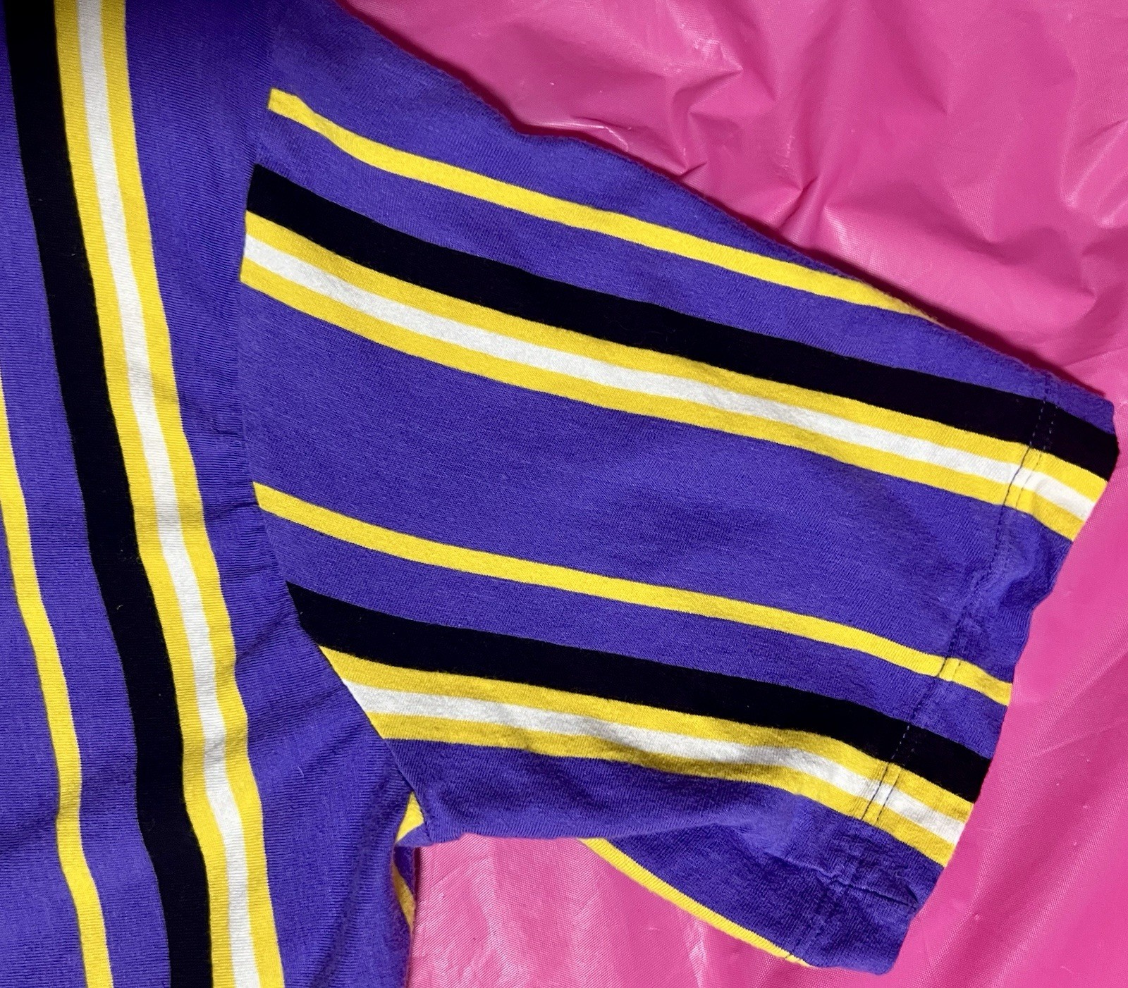 Clout Hooded Tshirt Medium Short Sleeve Purple Yellow Striped Vox Populi