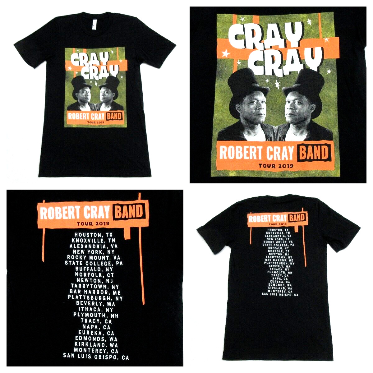 ROBERT CRAY BAND 2019 Concert Tour Date Shortsleeve Black Shirt Adult Mens Small