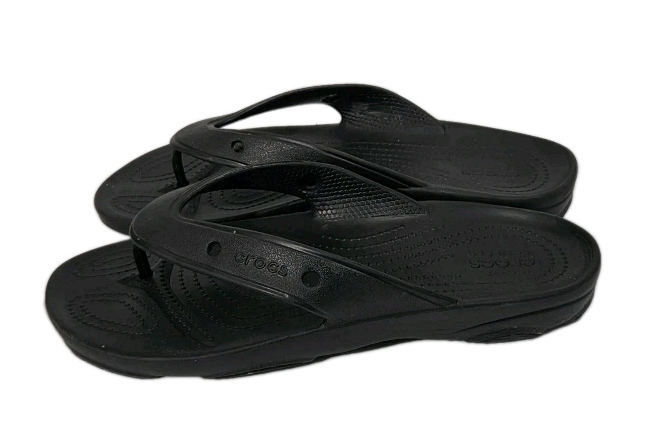 Crocs Baya II Flip Flop Sandals Black Thongs Iconic Comfort Shoes Womens Size 11