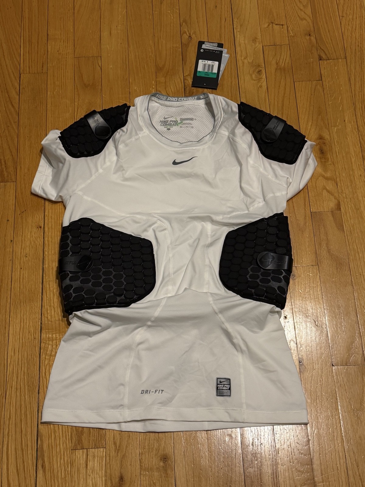 Nike Pro Combat Padded Shirt 407192-101 Boys Mens S M L XL White Football Gear N
