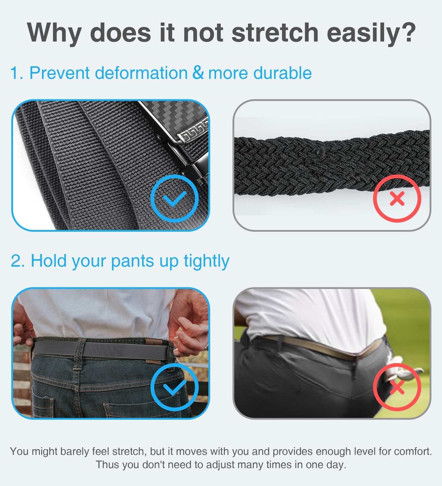 Ratchet Elastic Belt for Men – Nylon Web Adjustable Belt 1 3/8″ Fabric Golf B…
