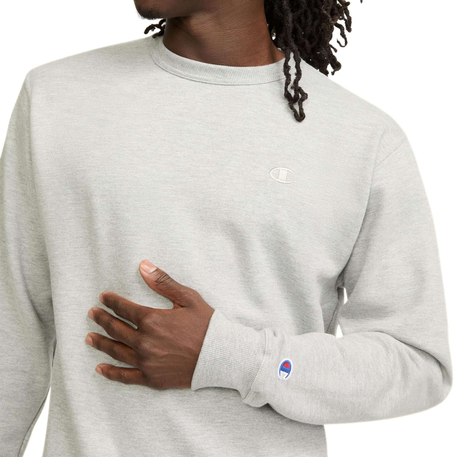 Men’s Large Oxford Gray C Logo Crewneck Sweatshirt Classic Fit Powerblend Fleece