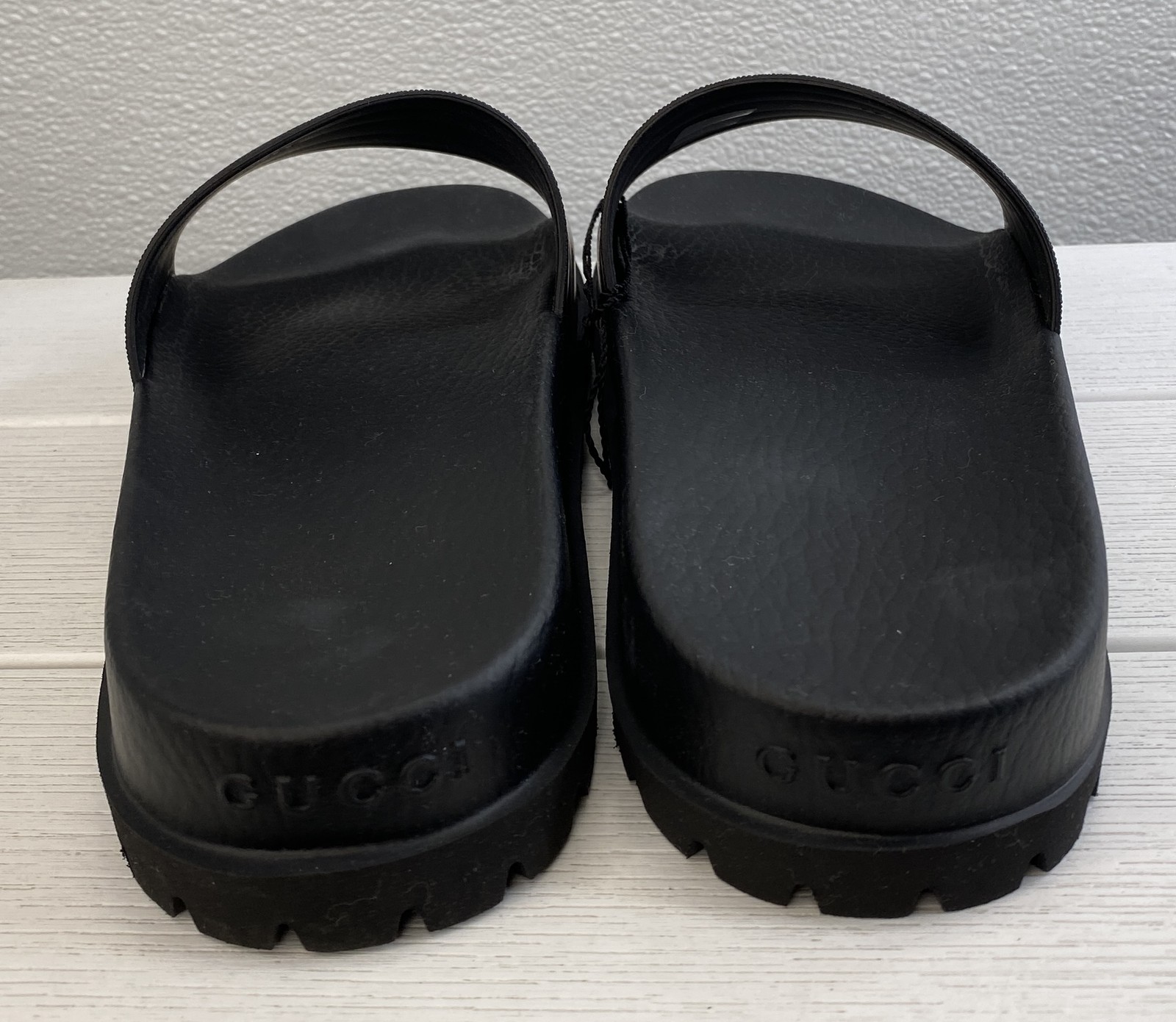 Gucci Slide Web Sandals Mens US10 UK9 Green/Red/Black Rubber Slip On *PREOWNED*