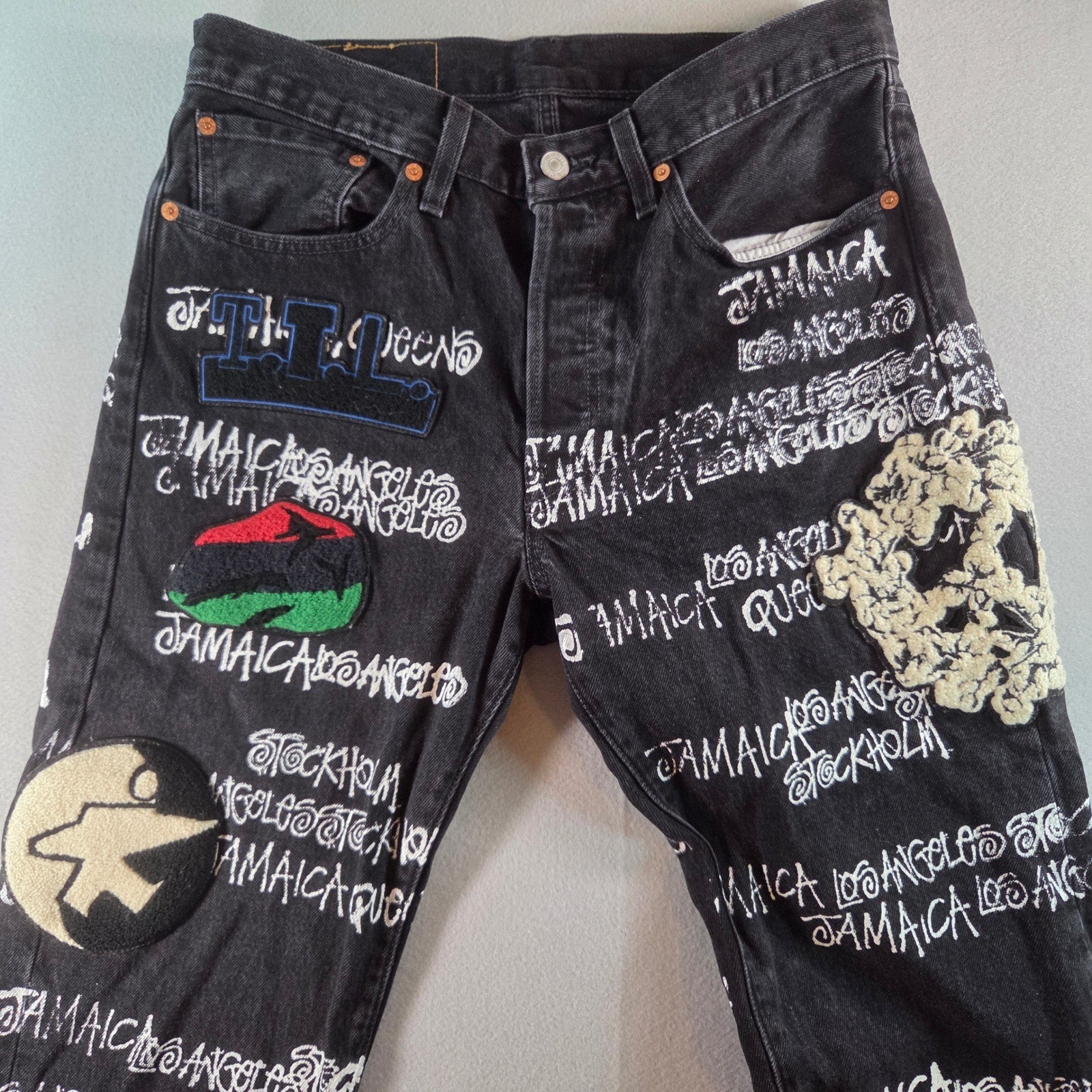 Stussy x Denim Tears x Our Legacy TTL 501 Jeans Black Embroidered Script 32×32