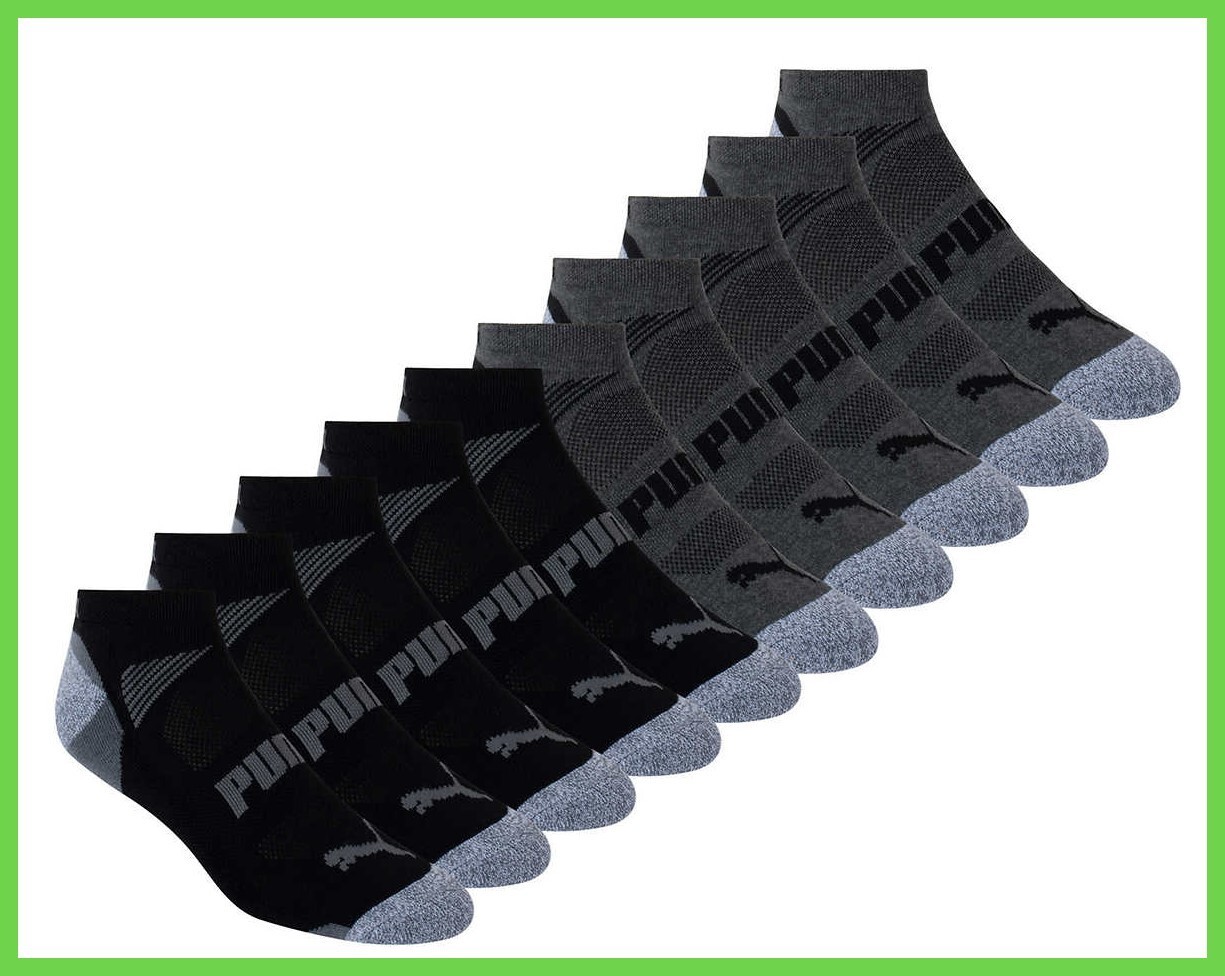 10 Pairs – Puma Men’s No Show Low Cut Socks, Black Select Size