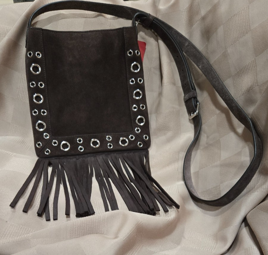 Valentino Garavani Nellcôte Small VLogo Fringe Suede Crossbody Bag