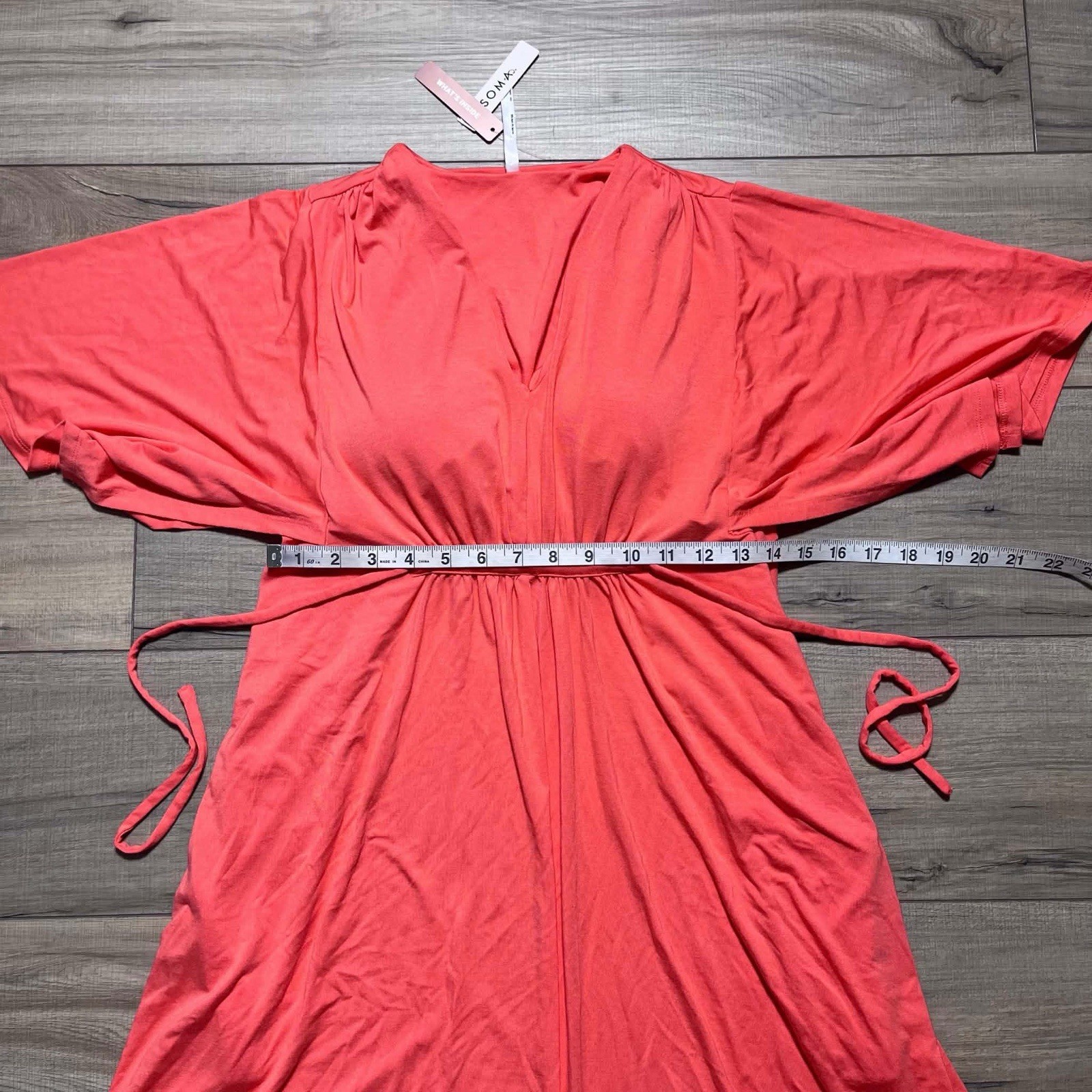 SOMA Womens Soft Jersey Caftan Padded Short Bra Dress Size XS Vivid Coral