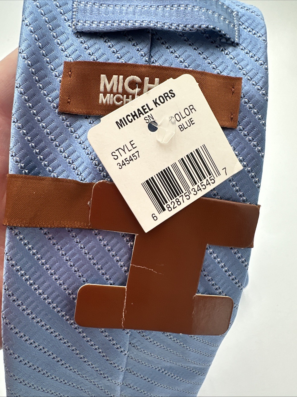 MICHAEL KORS MK Blue Pattern Neck Tie Classic Length 57″-60. 100% Silk