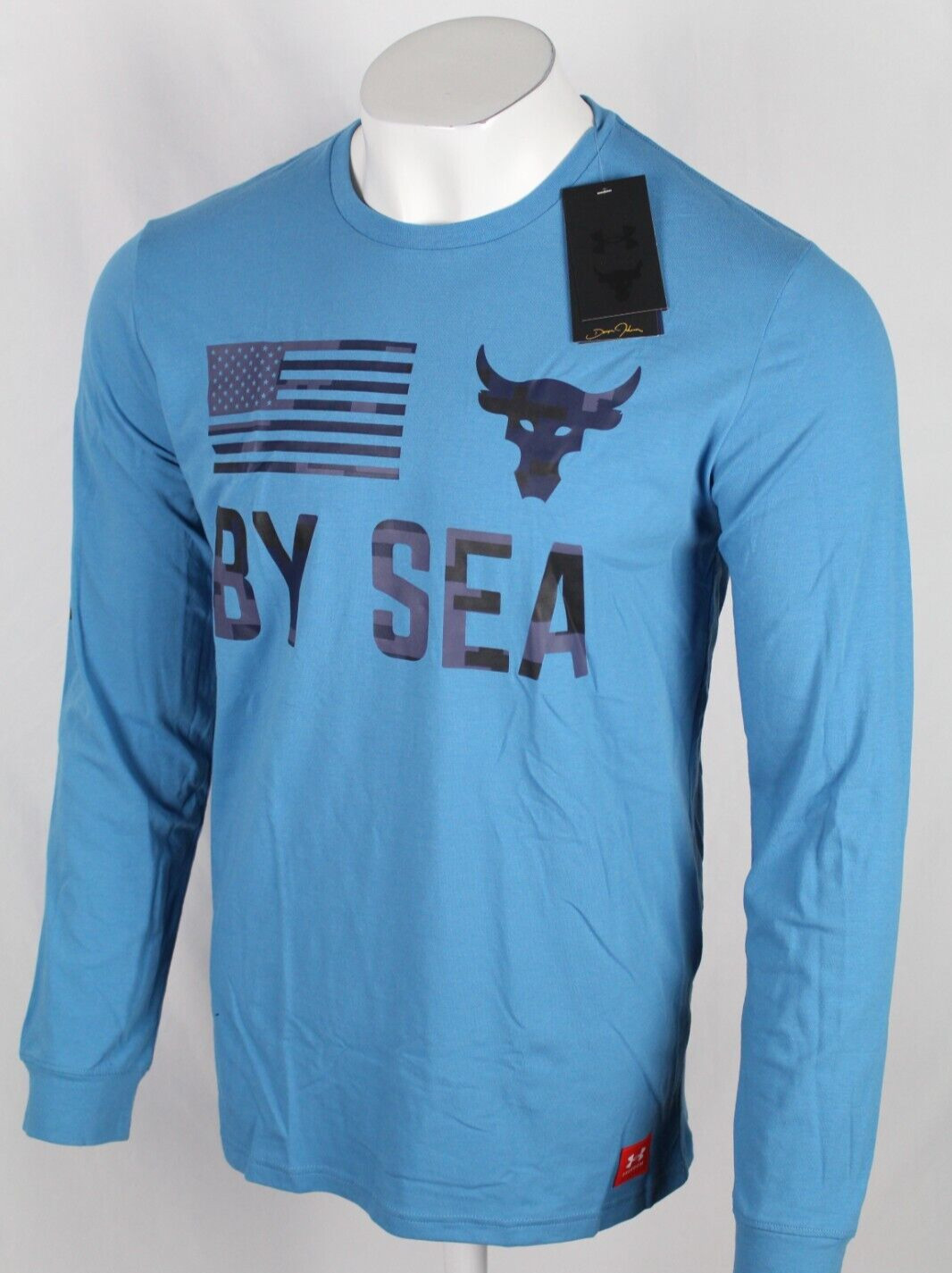 Under Armour Men’s T Shirt Project Rock Veterans By Sea Long Sleeve Blue Flag