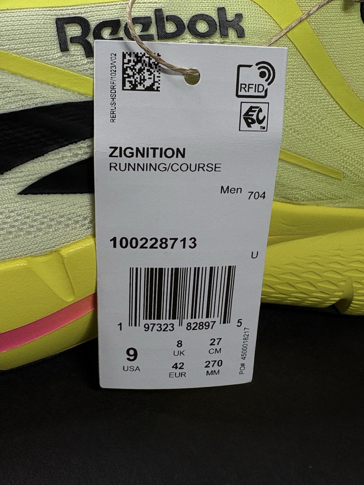 Reebok Zignition Electric Yellow Black Mens Size 9 Max Cushion Running Shoes