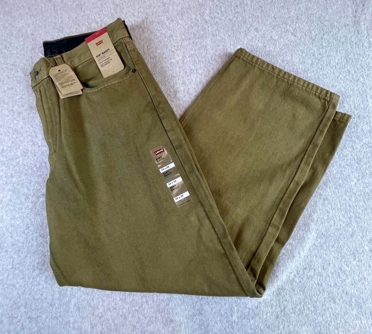 Levi’s 578 Baggy Denim Jeans Men’s 32×34 Fits (32×33.5) Light Olive Wash NWT