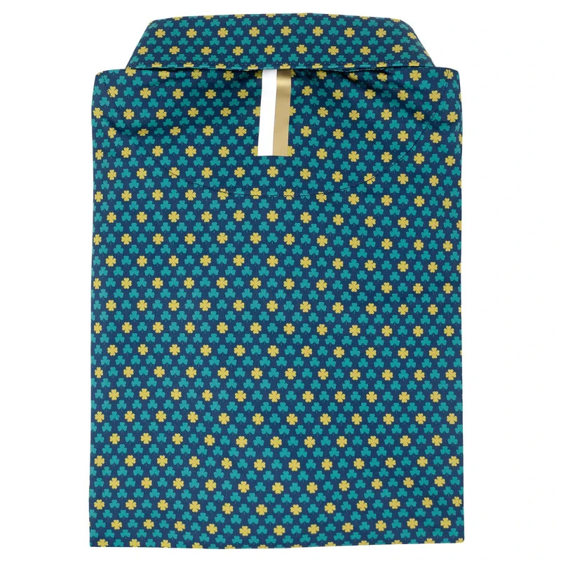 new!! 🍀Rhoback Four Leaf Admiral Navy Polo: Non-Bacon Collar Clover Graphic Top