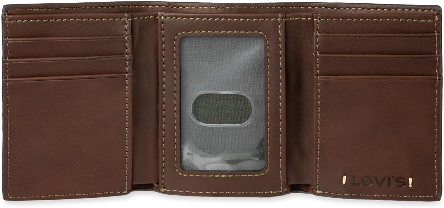 Durable Men’s Slim Trifold Wallet – 6 Card Slots & ID Window for Everyday Use