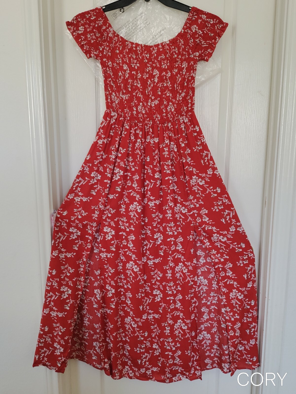 NEW WOMAN KRANDA GATHERED FRONT DRESS SIZE M SLIT FIT ~FLARE Floral 100% Rayon
