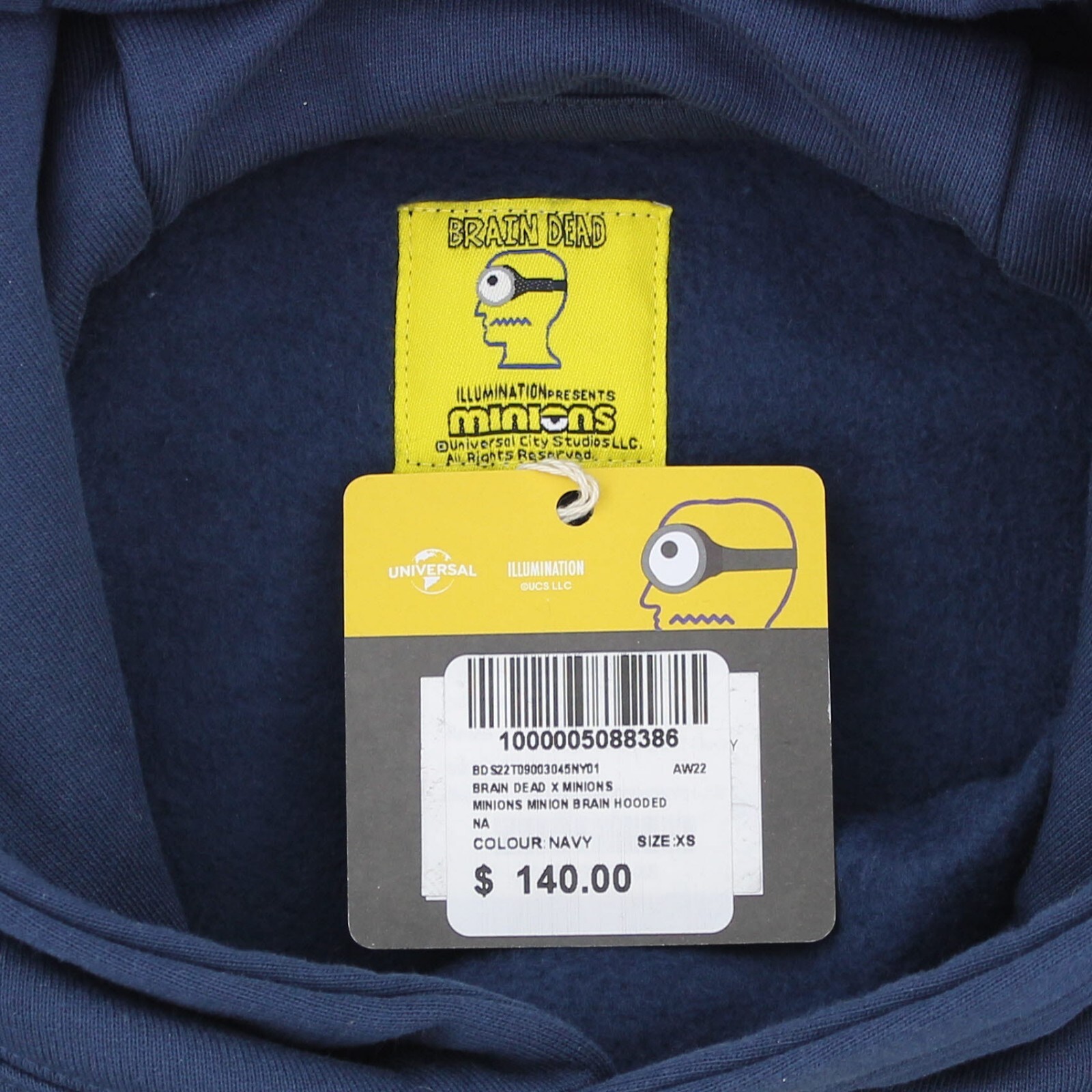 Brain Dead Minion Logo Head Hoodie Printed Front Graphic Kangaroo Pockets
