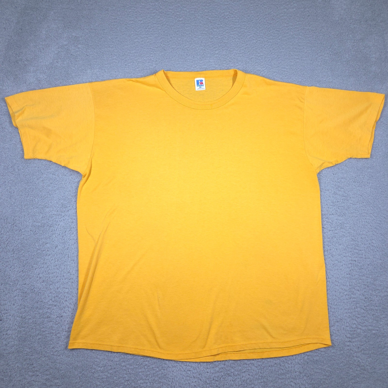 Vintage Russell Athletic T-Shirt Men’s 2XL Yellow Blank Single Stitch USA 90s