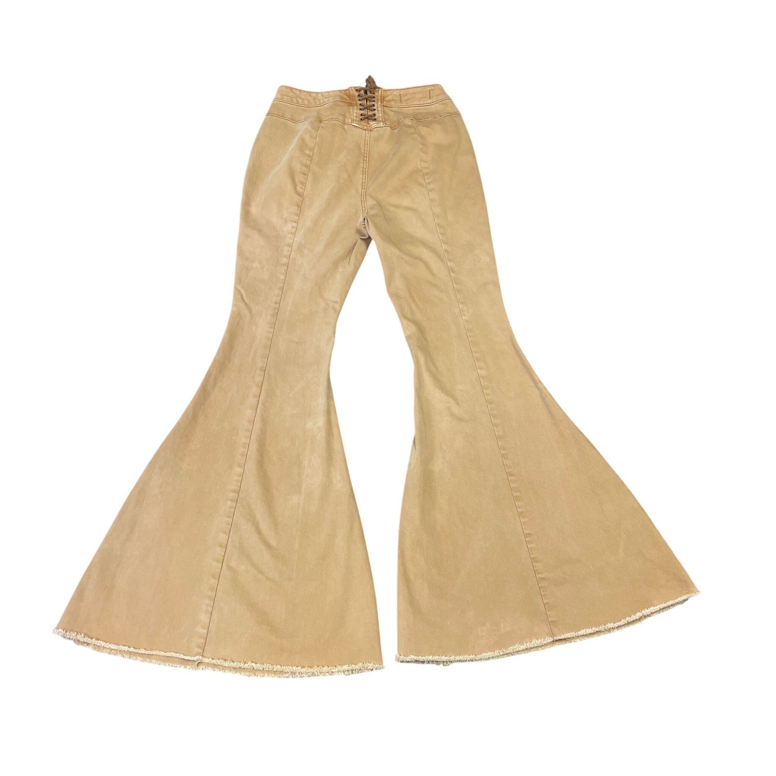 We The Free People Lace Up Back Curvy Just Float On Flare Jeans 29 Tan Boho