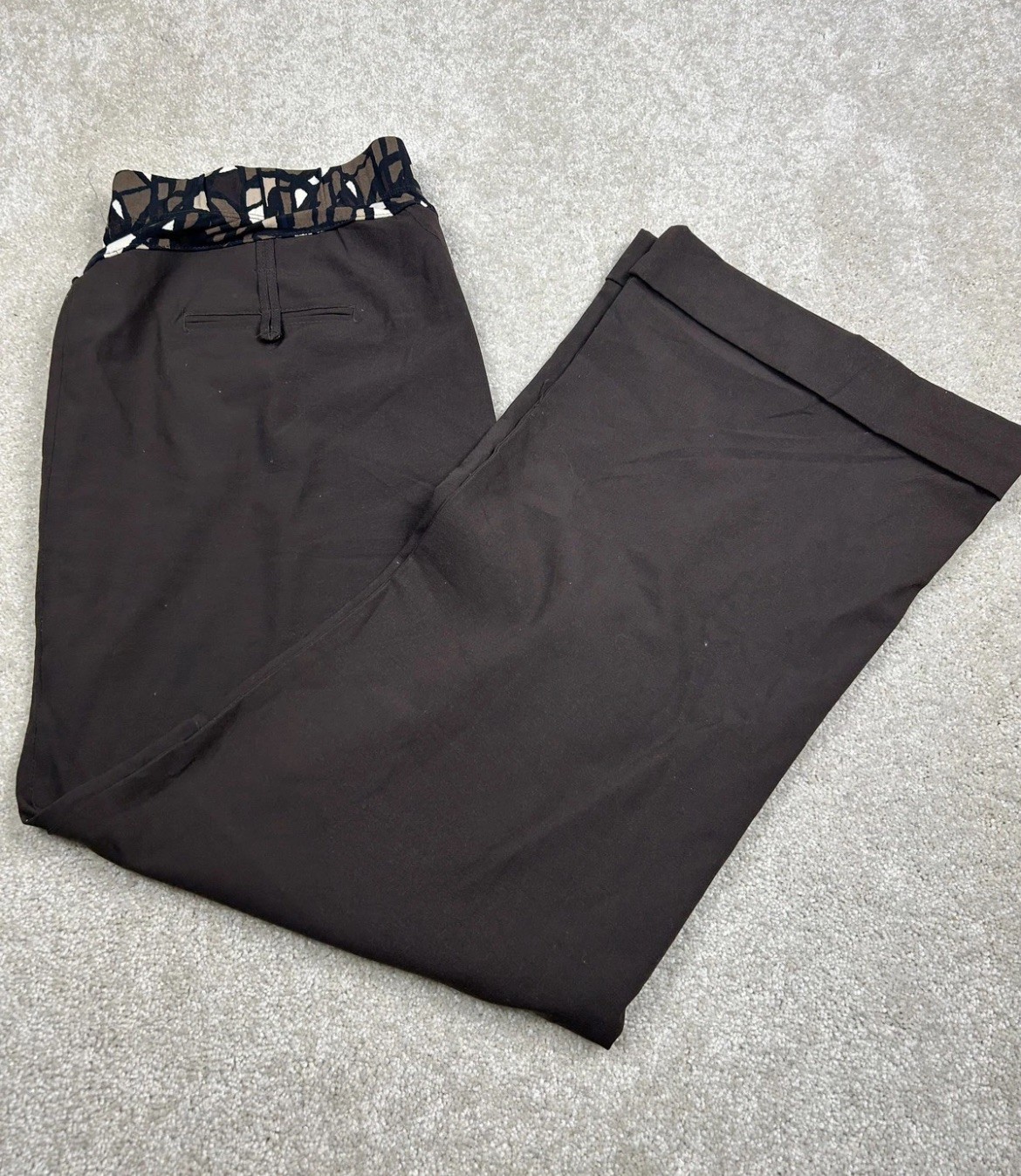 Duo Maternity Pants Womens Large Brown Wide Leg Elastic Waist Dress Work Stretch