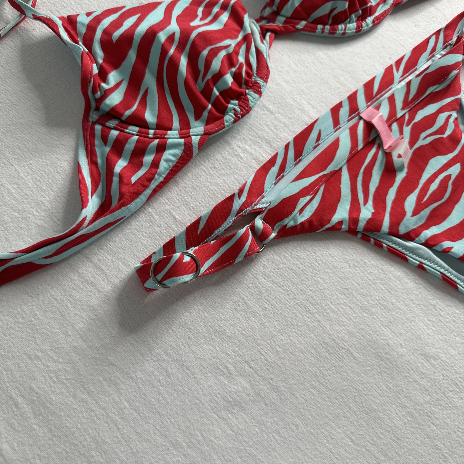 Victoria’s Secret Zebra Print Bikini Set Red & Light Blue/teal
