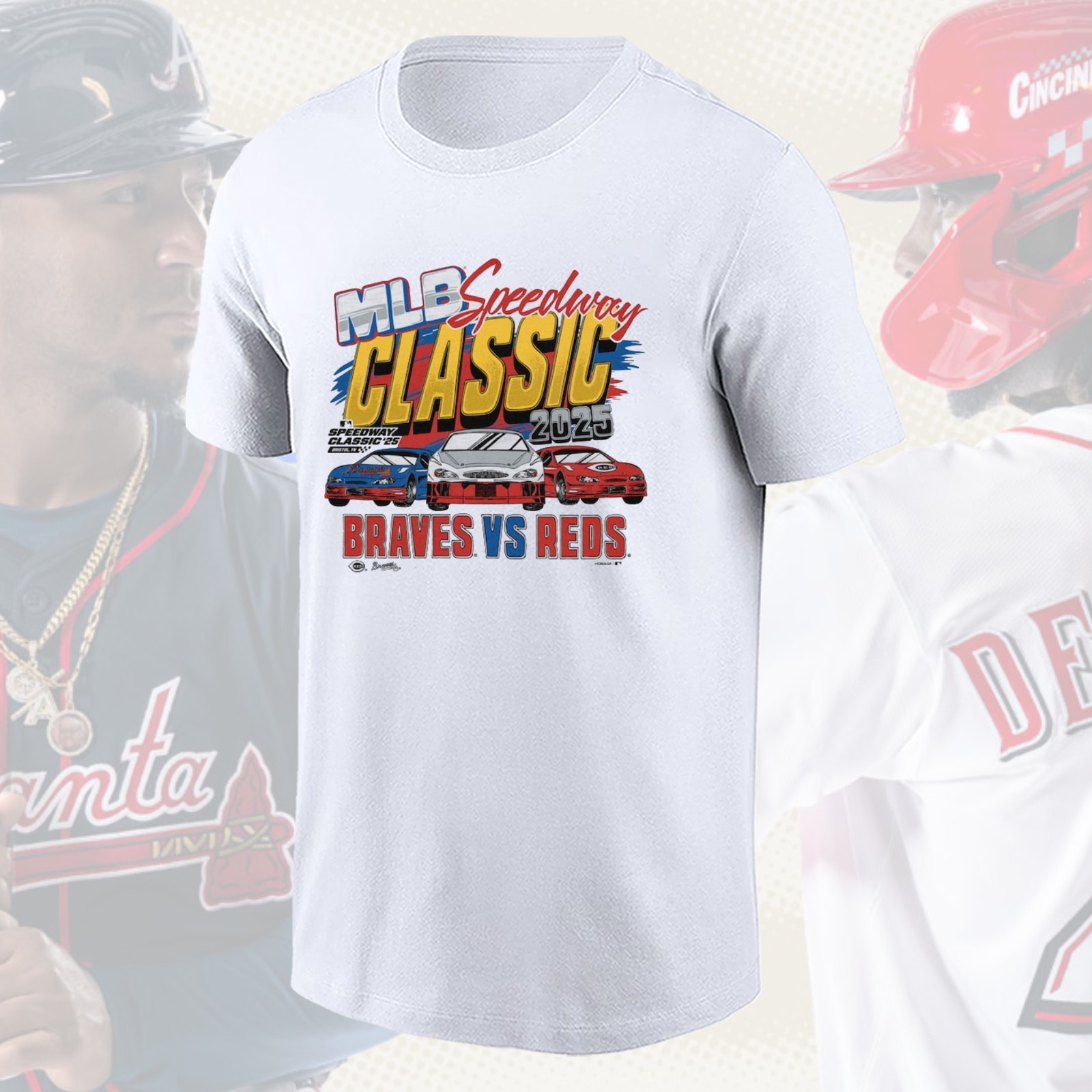 FREESHIP! Cincinnati Reds & Atlanta Braves 2025 Baseball Speedway Classic
