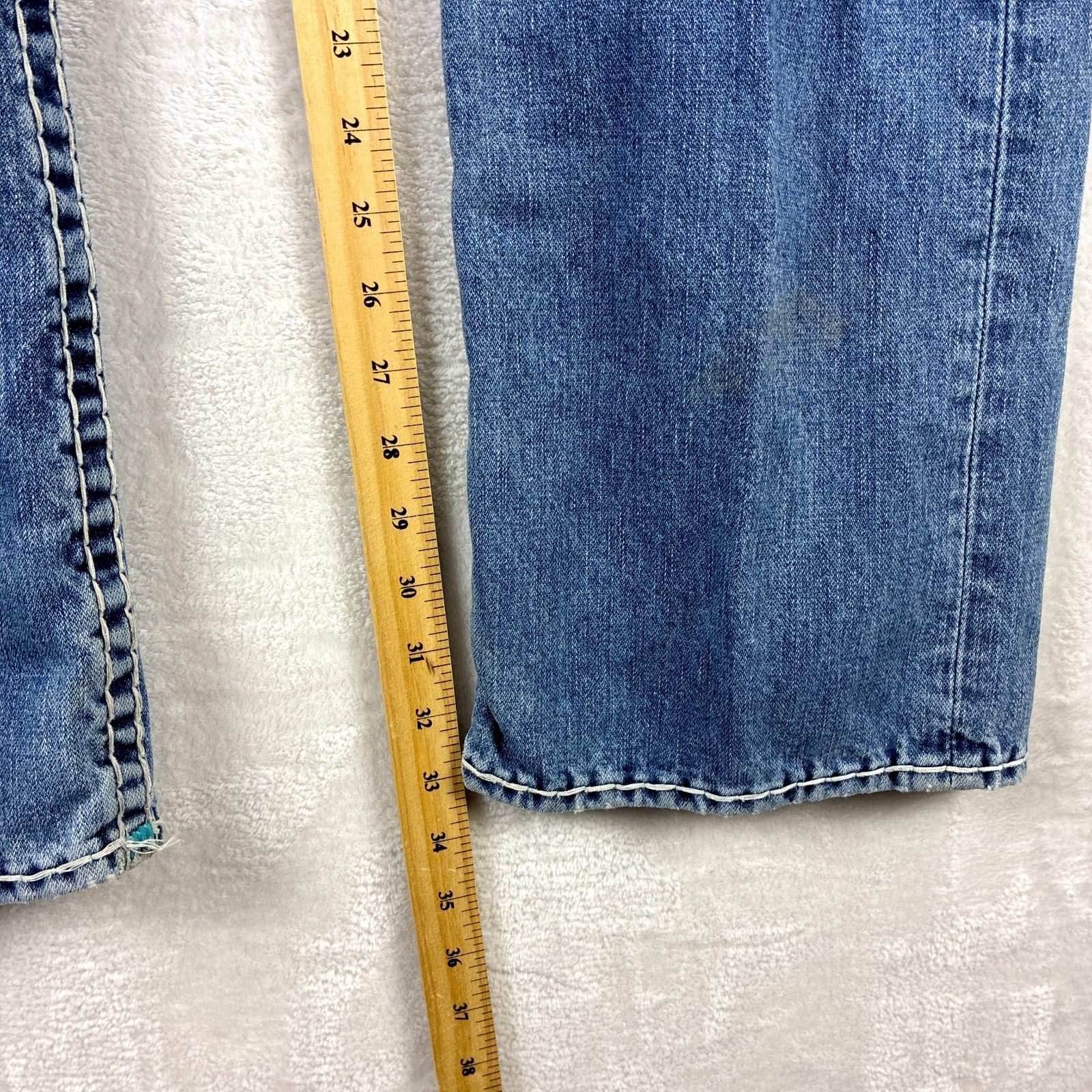 VTG True Religion Jean Men 36 Ricky Super T Faded Whiskered Thick Stitch Y2K USA