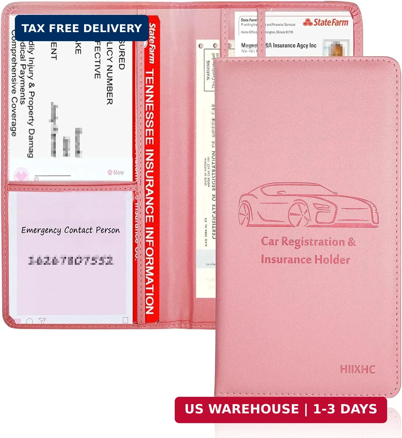 Car Registration and Insurance Card Holder – Leather Vehicle Glove Box Automobil