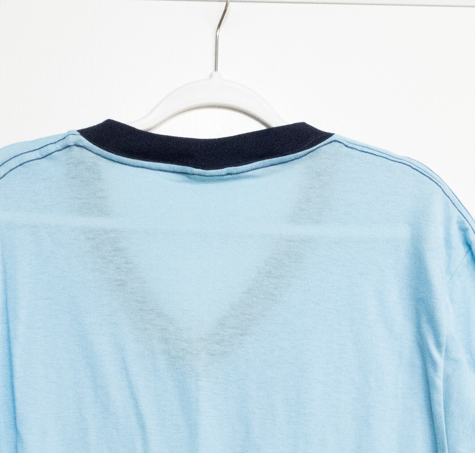 Ched by Anvil Womens Blue Polycotton Over Size Tee V Neck Short Sleeve One Size