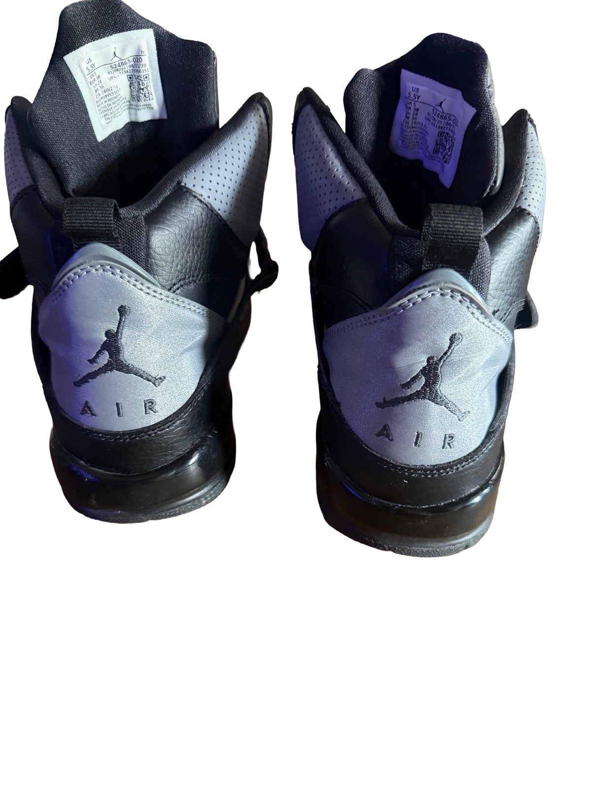 Jordan Flight 45 High Top Leather/Mesh Sneakers Kids 5.5Y Black/Gray 524865-020