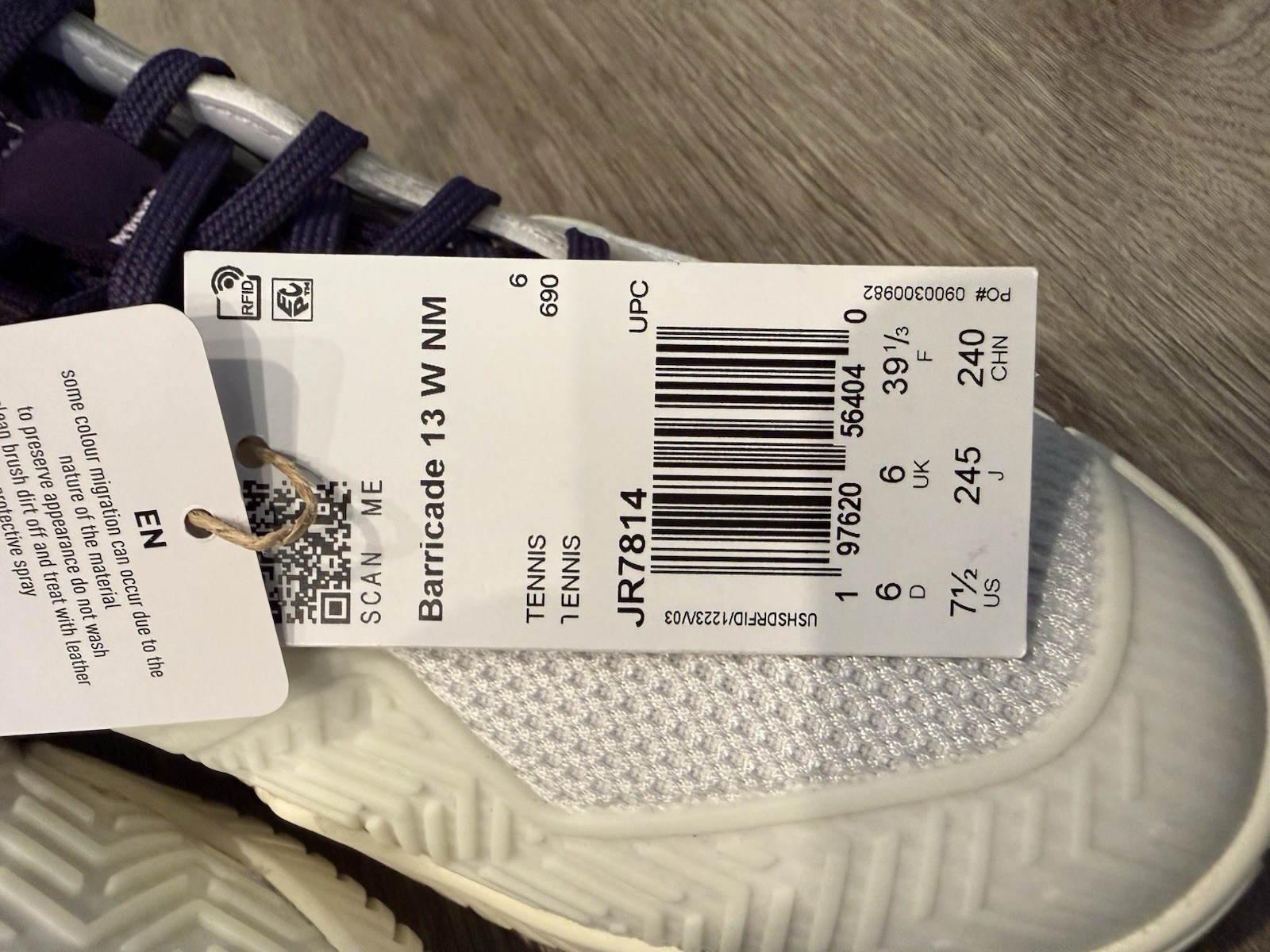Adidas Barricade 13 Sneakers Tennis Court Shoes White Plum JR7814 Women’s Sz 7.5